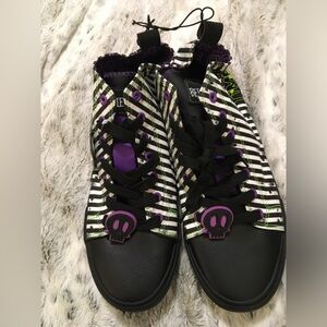 Striped Black and Purple Beetle Juice Sneakers